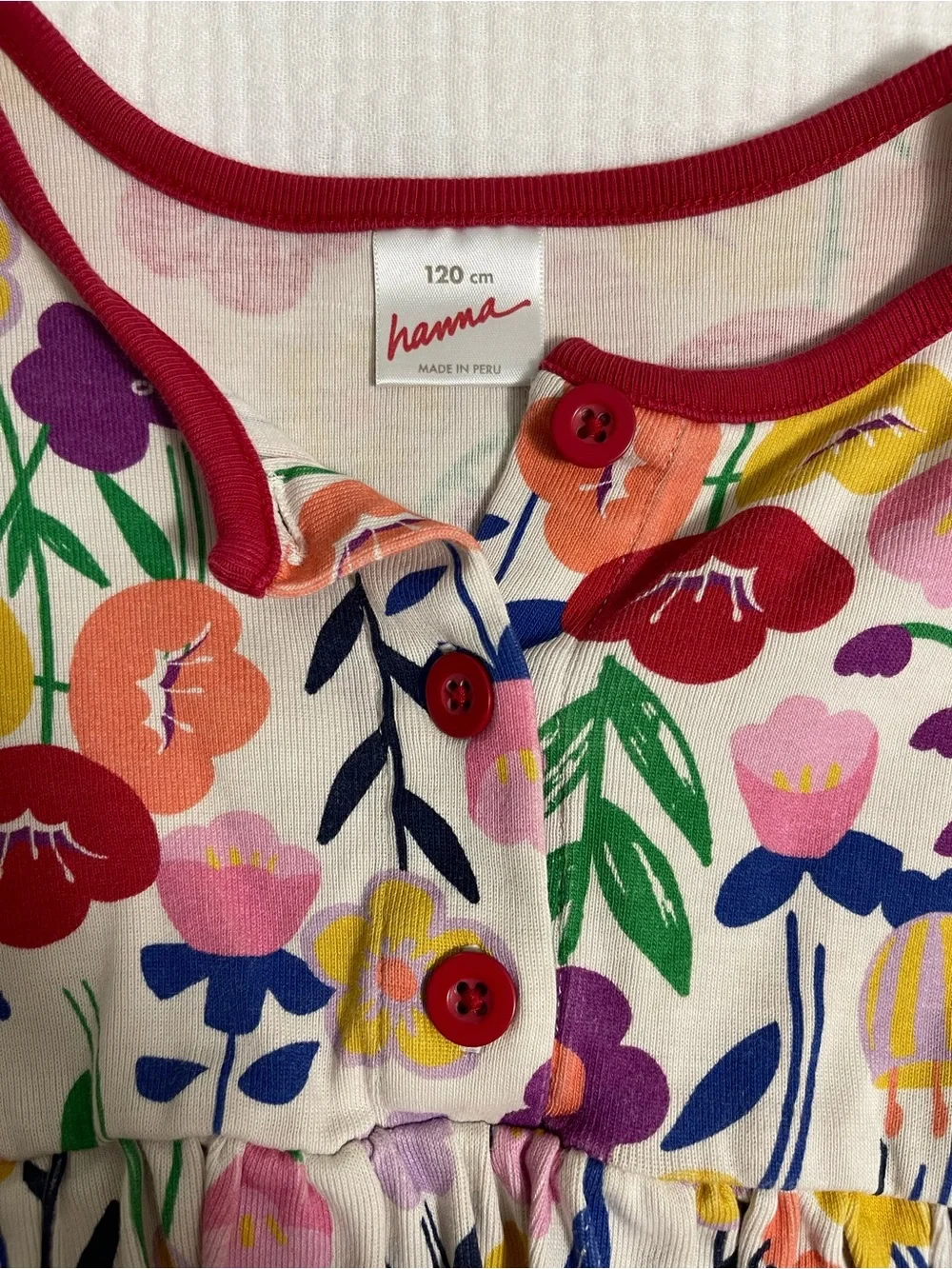Hanna Andersson Multicolor Floral Long-Sleeve  - Red Trim Dress